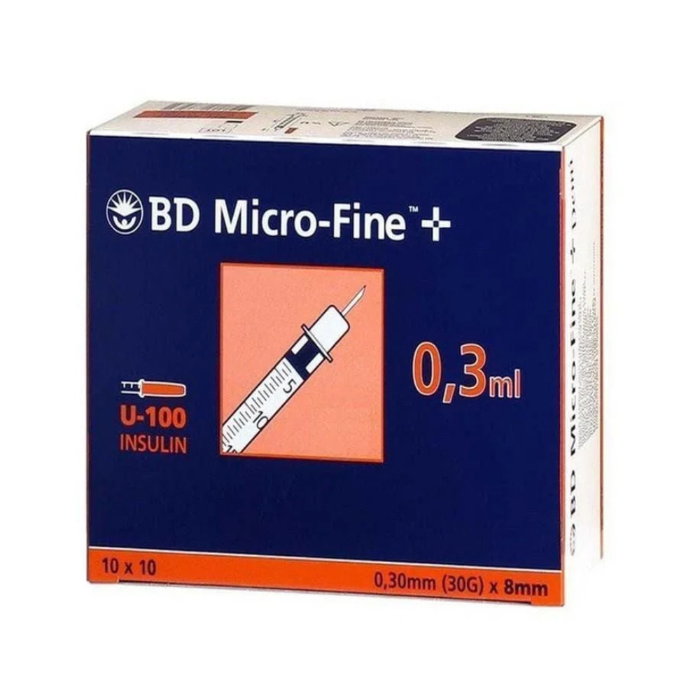 BD Micro Fine Plus 0.3ml U100 30G 8mm x 100