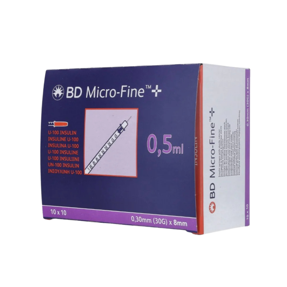 BD Micro Fine Plus 0.5ml U100 30G 8mm x 100