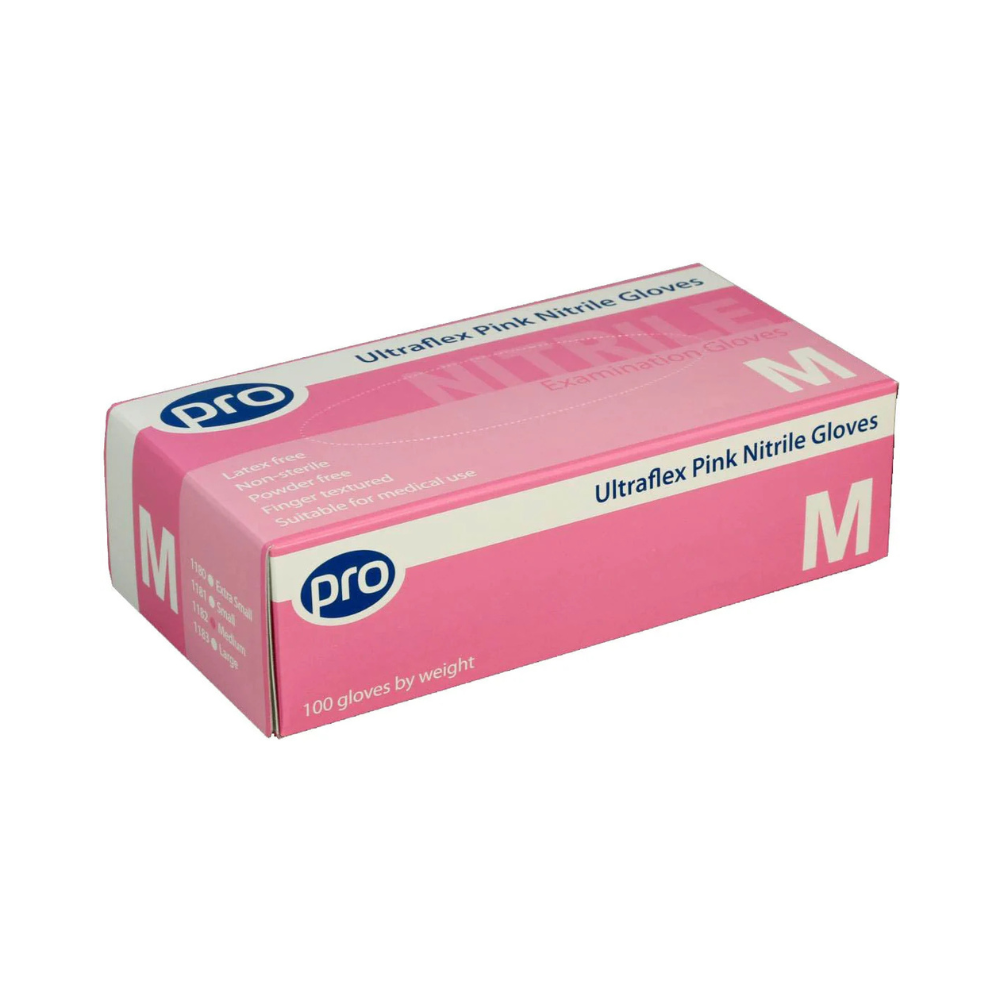 Ultraflex Pink Nitrile Glove Powder Free - Small x 100